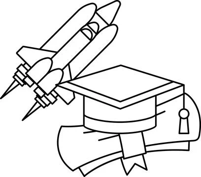 A rocket is flying in the sky and a cap is on the ground Stock Illustration
