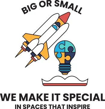 A rocket is flying in the sky and a light bulb is on the ground Stock Illustration