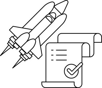 A rocket is flying in the sky and a piece of paper is on the ground Stock Illustration