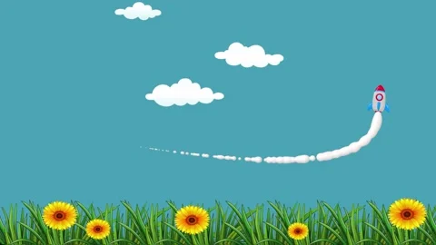 Rocket Flying In the Sky Animation Video Stock Footage 170897141