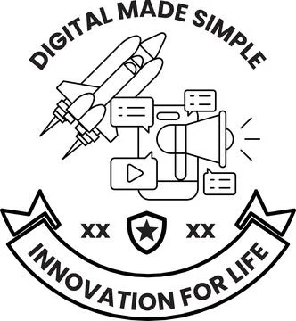 A rocket is flying in the sky with a banner that says "Digital Made Simple".. 스톡 일러스트