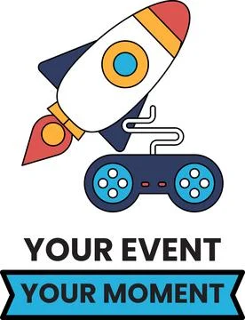 A rocket is flying in the sky with a controller in the foreground Stock Illustration