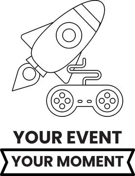 A rocket is flying in the sky with a controller in the foreground Stock Illustration