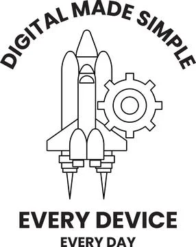 A rocket is flying in the sky with a gear on it Stock Illustration