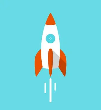 Rocket flying to the sky Illustrazione stock
