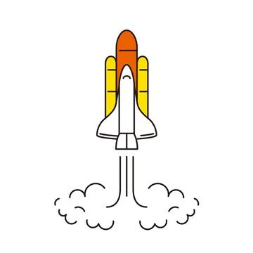 Rocket flying to the sky Stock Illustration