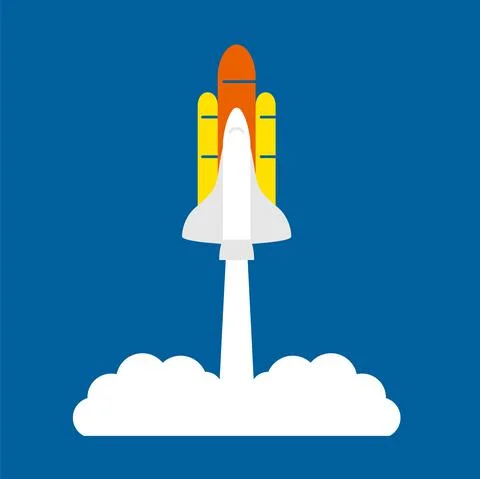 Rocket flying to the sky Stock Illustration