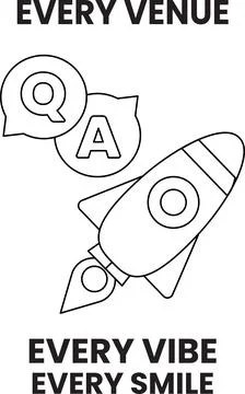A rocket is flying in the sky with a question mark and an A on it Stock Illustration