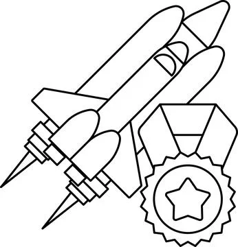 A rocket is flying in the sky with a star and an award Stock Illustration