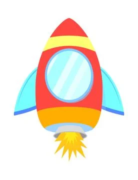 Rocket flying in space cartoon vector icon Stock Illustration