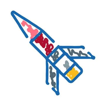 Rocket flying into space doodle illustration concept Stock Illustration