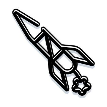 Rocket flying into space line art illustration Stock Illustration