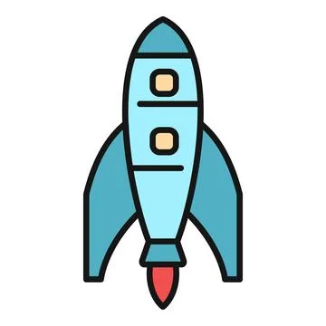 Rocket flying into space startup launch concept Stock Illustration