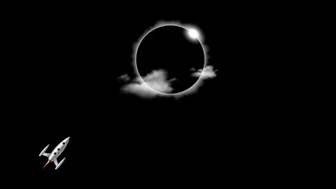 A rocket flying to the sun, which is in eclipse with the moon Stock Footage 122336468