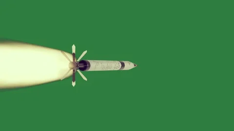 A rocket is flying through and missile on the Stock Footage 337029282
