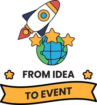 A rocket is flying through the sky above a globe and stars Stock Illustration