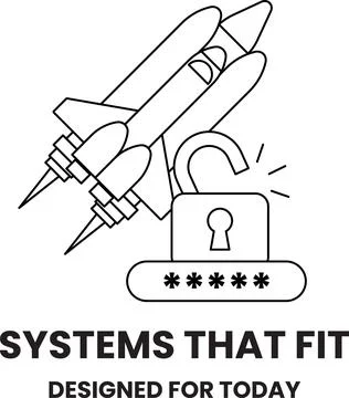 A rocket is flying through the sky and a lock is shown below it Stockillustratie