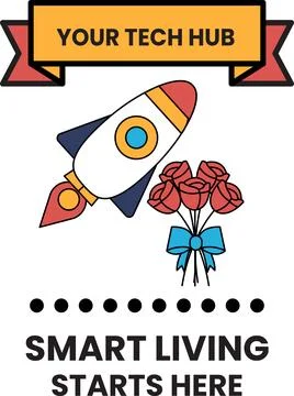 A rocket is flying through the sky with a bouquet of roses and a ribbon Stock Illustration