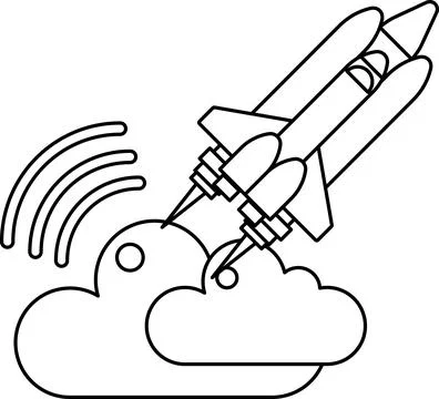 A rocket is flying through the sky with a cloud behind it Stock Illustration