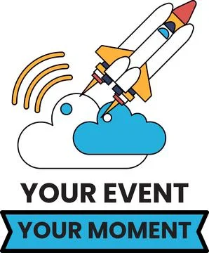 A rocket is flying through the sky with a cloud in the background Stock Illustration