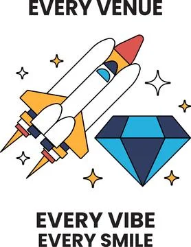 A rocket is flying through the sky with a diamond in the background 스톡 일러스트