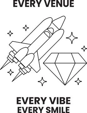 A rocket is flying through the sky with a diamond in the background イラスト素材