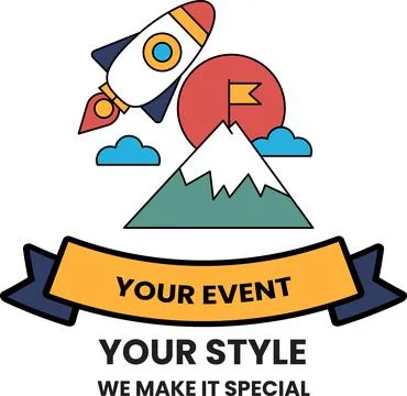 A rocket is flying through the sky with a flag in the background Stock Illustration