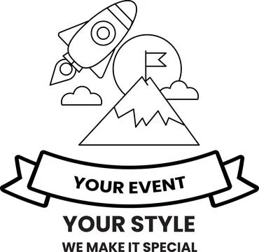 A rocket is flying through the sky with a flag behind it Stock Illustration