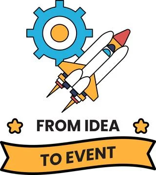 A rocket is flying through the sky with a gear in the background イラスト素材