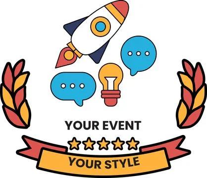 A rocket is flying through the sky with a light bulb and a speech bubble Stock Illustration