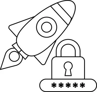 A rocket is flying through the sky with a lock on the side Stock Illustration