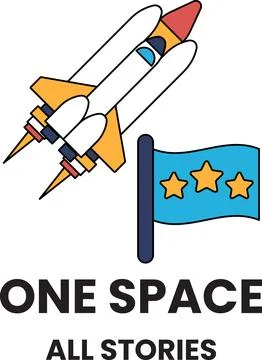 A rocket is flying through space with a flag behind it Stock Illustration