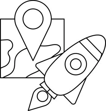 A rocket is flying through space with a map of the universe in the background Stock Illustration