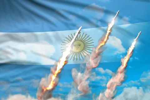 Rocket forces concept on sky, Argentina nuclear missile attack イラスト素材