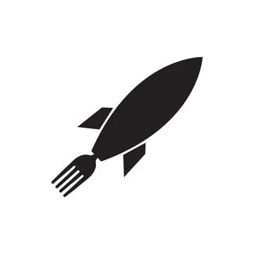 Rocket with fork logo design vector graphic symbol icon sign illustration c.. Illustrazione stock