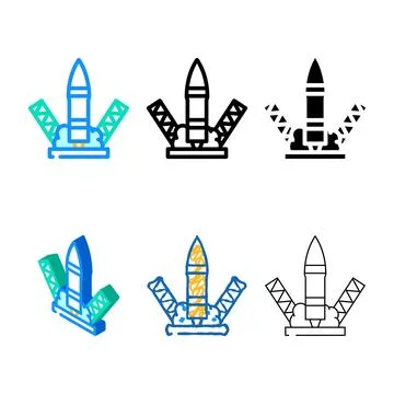 Rocket forms launch color icon vector Stock Illustration