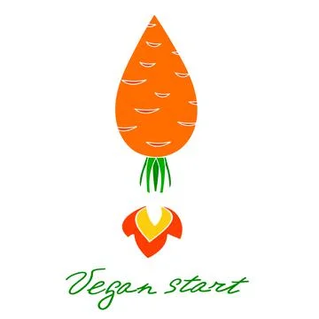 Rocket Fruit Carrot Vegetable Delivery Vegetarian start Stock Illustration