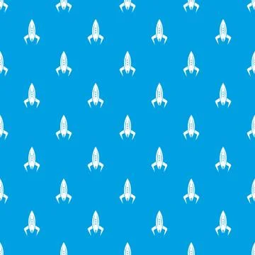 Rocket future pattern seamless blue Stock Illustration