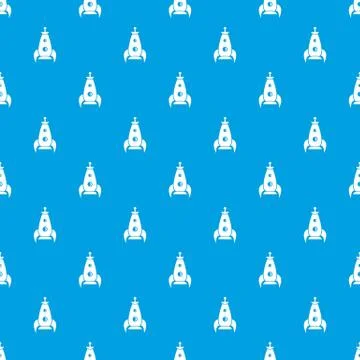 Rocket futuristic pattern seamless blue Stock Illustration
