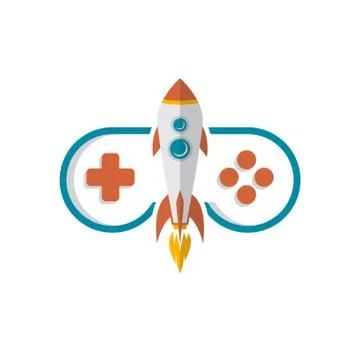 Rocket game console turbo speed joystick controller Stock Illustration