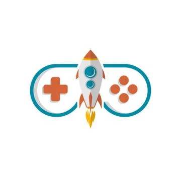 Rocket game console turbo speed joystick controller Stock Illustration