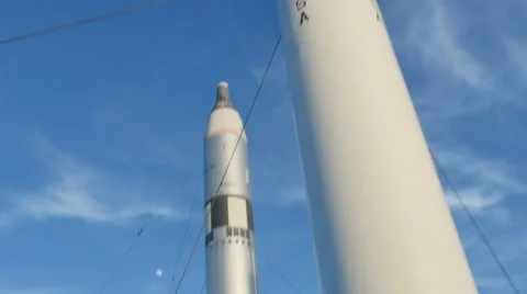 Rocket Garden with Moon at Kennedy Space Center, 4K Stock Footage 60413995