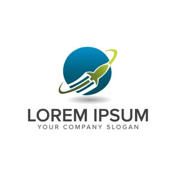Rocket globe logo. technology business logo design concept templ Stock Illustration