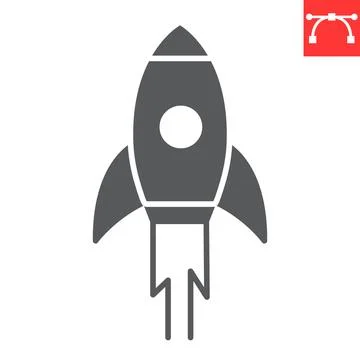 Rocket glyph icon Stock Illustration