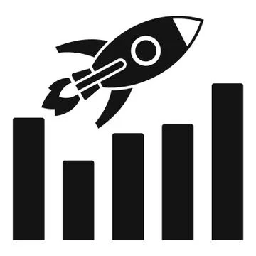 Rocket graph up icon, simple style Illustrazione stock
