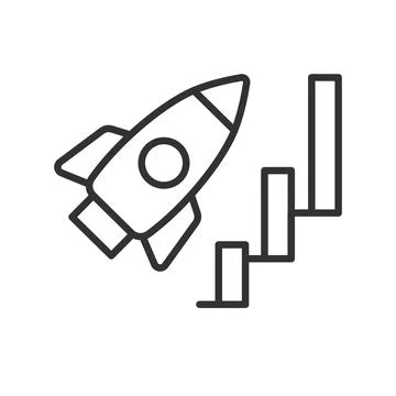 Rocket growth, icon in line design. Rocket, growth, progress, success イラスト素材