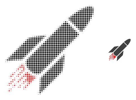 Rocket Halftone Dotted Icon Illustrazione stock