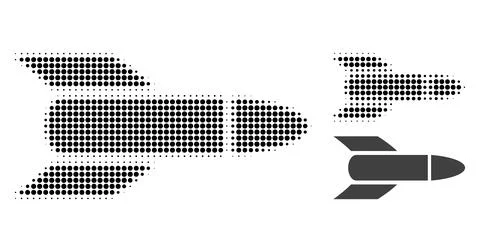 Rocket Halftone Dotted Icon Illustrazione stock