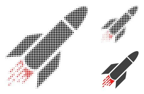 Rocket Halftone Dotted Icon Illustrazione stock