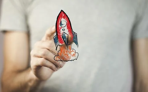 Rocket in  hand Stock Photos